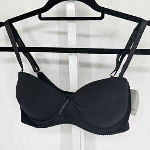 Rene Roffe Lingerie Womens Sz 36C Classic T Shirt Bra Solid Black NEW